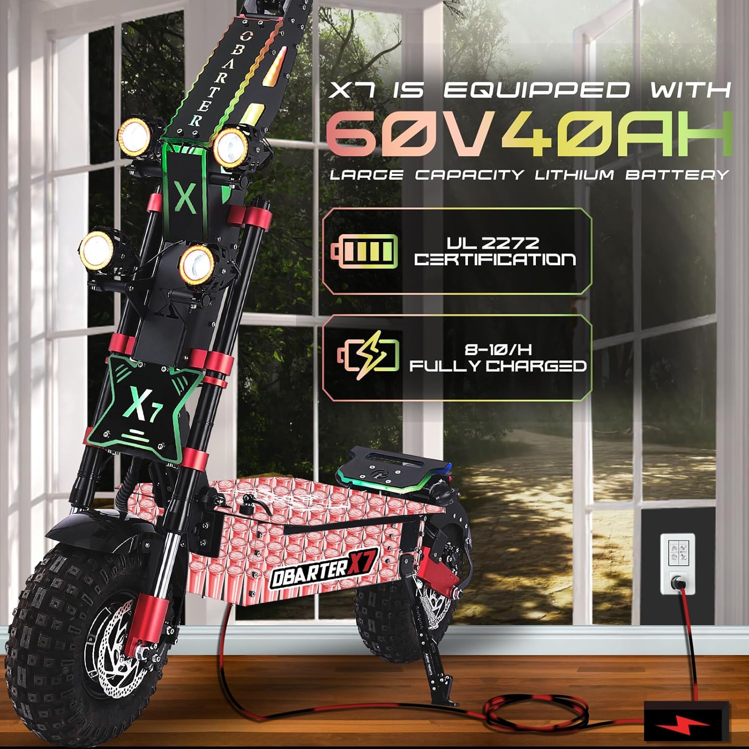 Electric Scooter 8000W Dual Motor for Adults,High-Speed 56mph, 90-Mile Range, 14" All-Terrain Tires, 60V 40Ah Battery, and Multifunctional LCD Display,Foldable E-Scooter