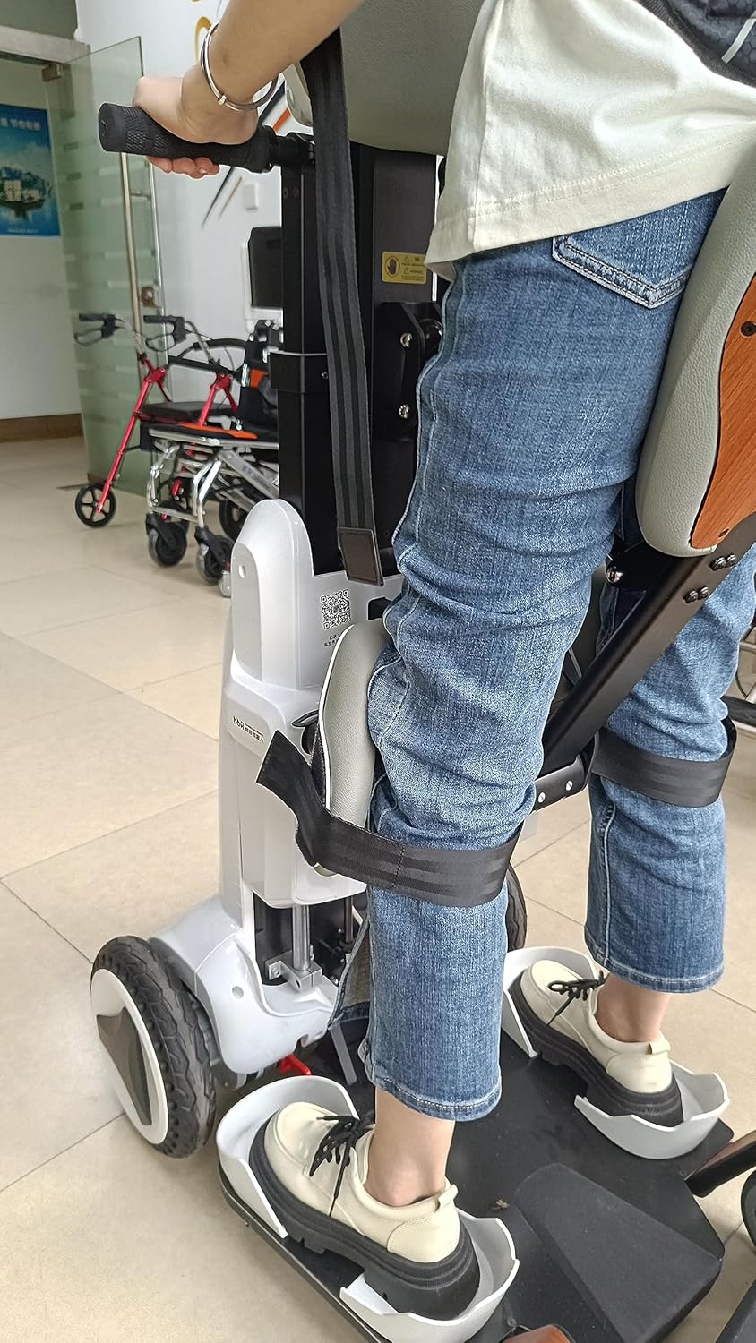 Smart Electric Mobility Scooter. High-tech Rehabilitation Standing Wheelchair Out/Indoor Wheelchair for Disabled. White