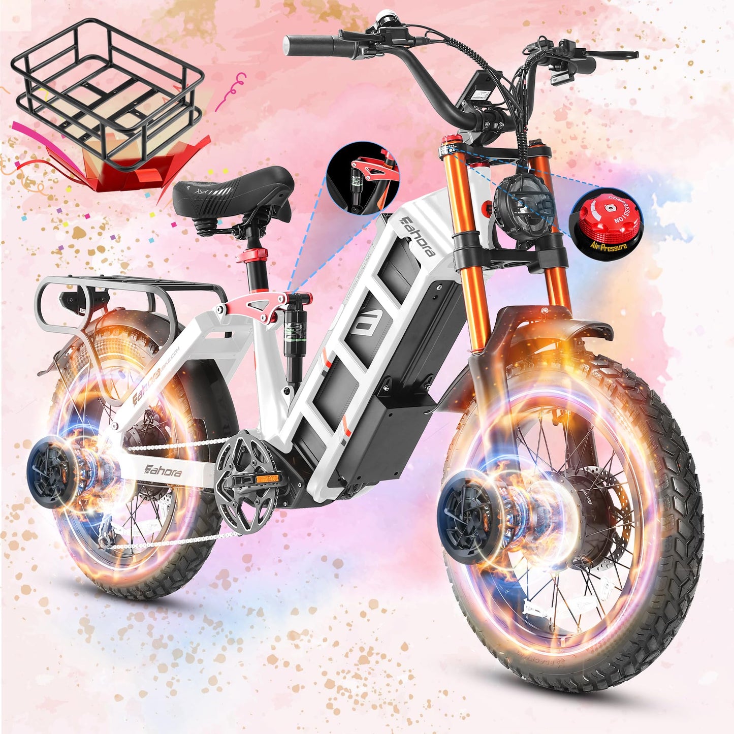 eAhora 2025 Juliet Pro 2/Juliet 2/Juliet Electric Bike for Adults 43Mph Peak 4400W/1700W/1200W Dual Motor Ebike 60V/52V 70Ah/60Ah 200+Miles Long Range Step Thru Full Suspension Electric Bicycle