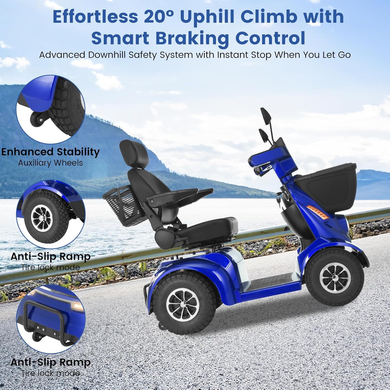 MS09 MAX All Terrain 1000W Electric Mobility Scooter for Adults& Seniors - 500LBS Load & 32 Miles Range Powerd Wheelchair Device w/Off-Road Absorber