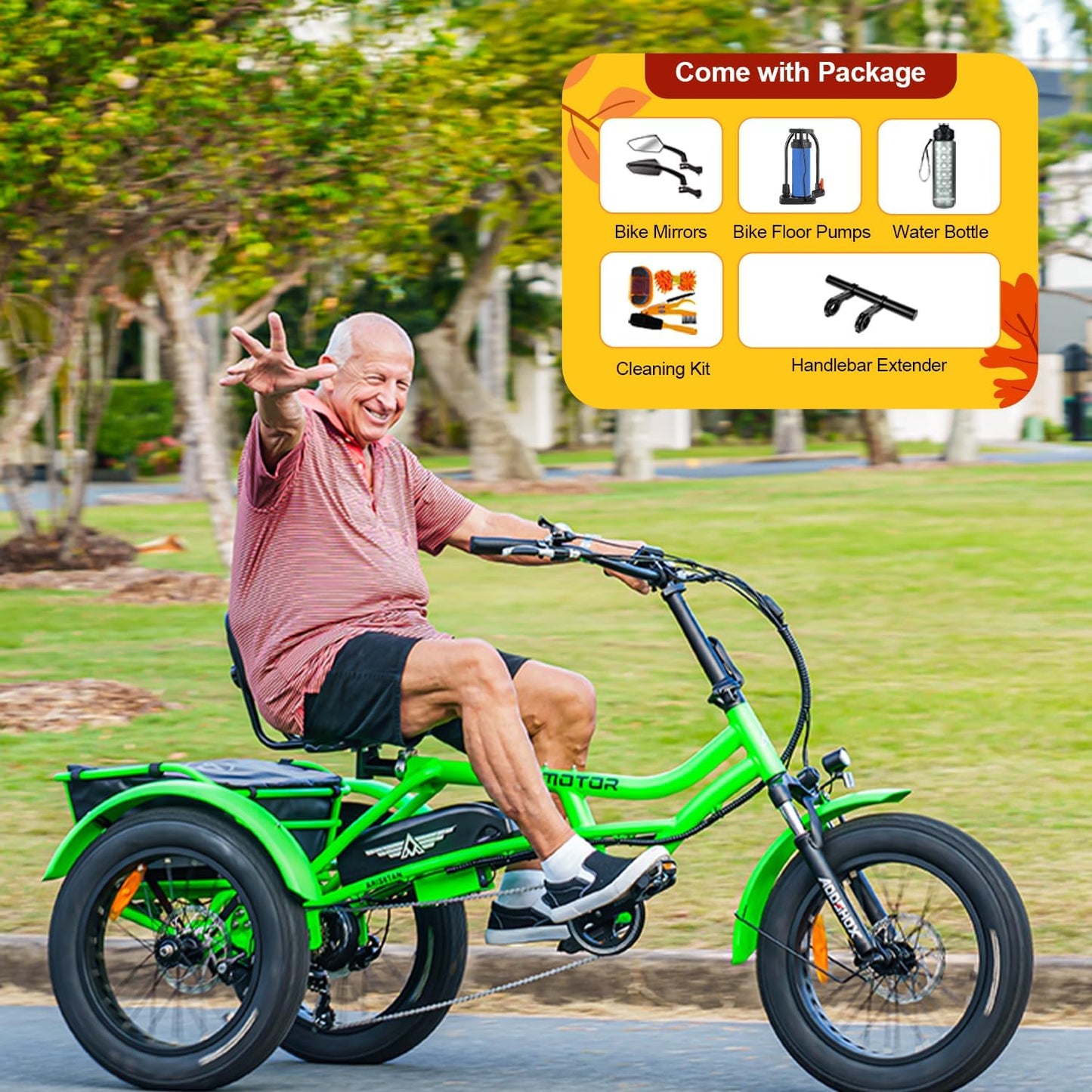 ADDMOTOR ARISETAN Electric Trike for Adults, 750W Rear Motor Electric Tricycle, 85MI 48V 20AH UL2849 Etrike, 380lbs, Semi-Recumbent Three Wheel Electric Bike for Seniors, Parking Brake & Differential