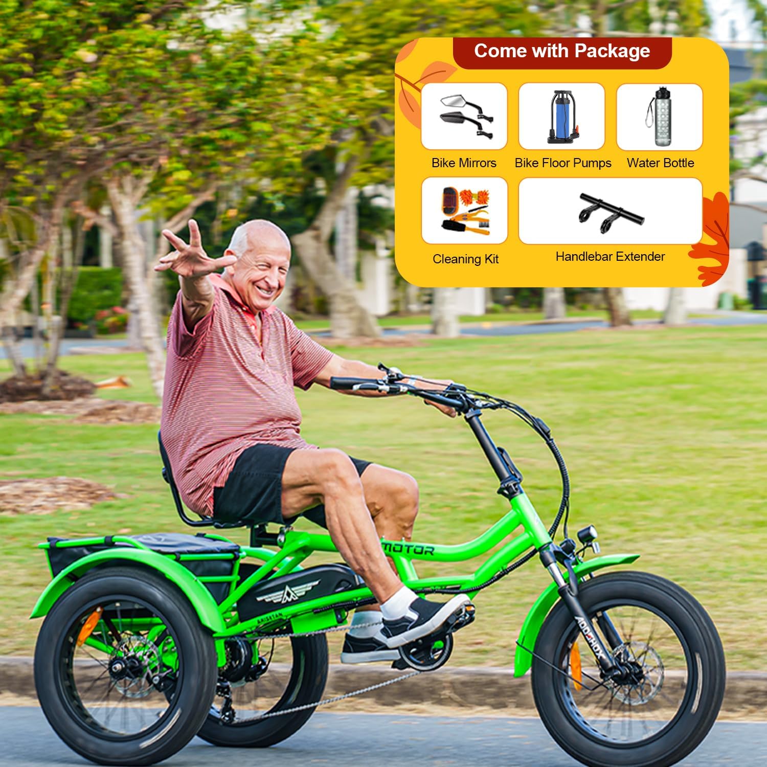 ADDMOTOR ARISETAN Electric Trike for Adults, 750W Rear Motor Electric Tricycle, 85MI 48V 20AH UL2849 Etrike, 380lbs, Semi-Recumbent Three Wheel Electric Bike for Seniors, Parking Brake & Differential