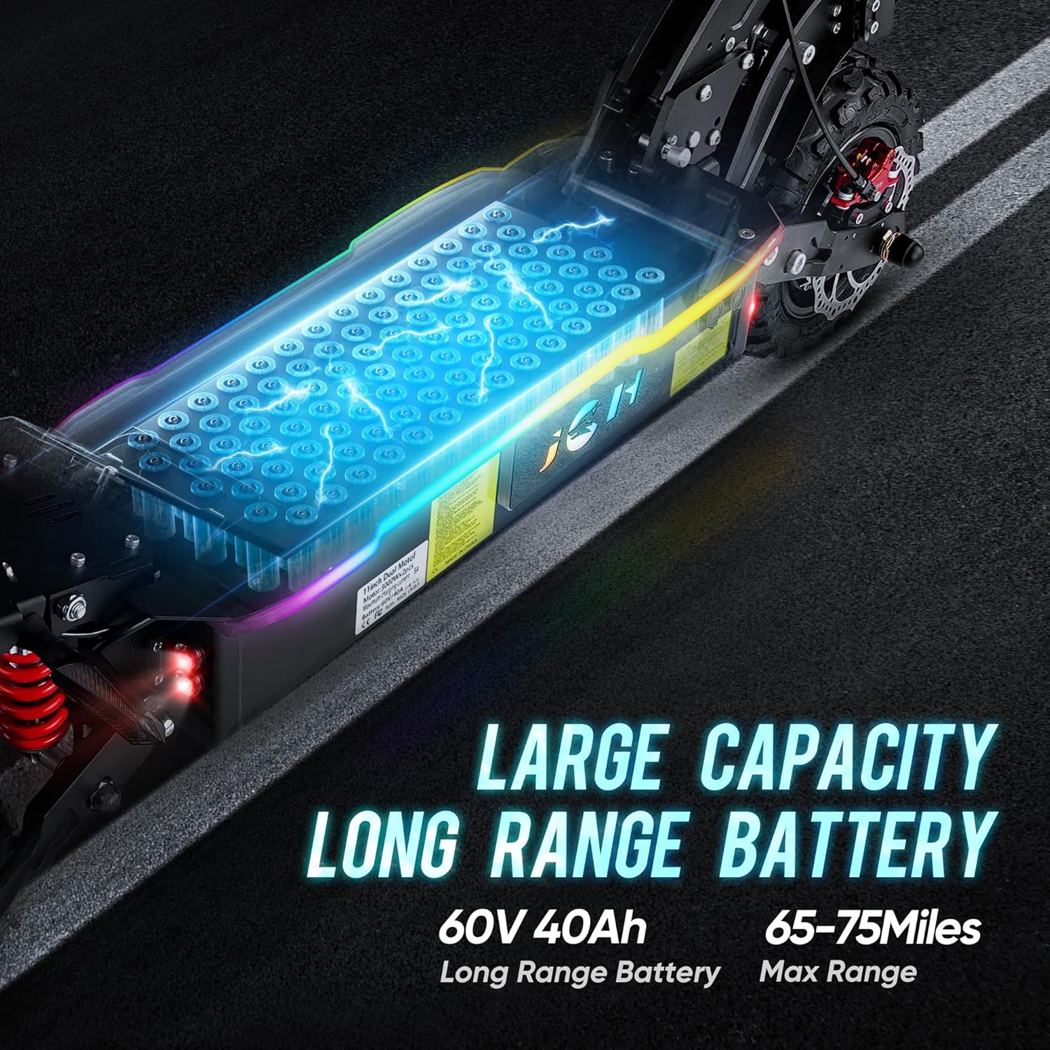 JGH Electric Scooter Adults, 10.5"/11" Tires, 800/6000W Motor E-Scooter Up to 50/75 Miles Range,Top Speed 31/55 MPH, Folding Commuting Electric Scooter for Adults