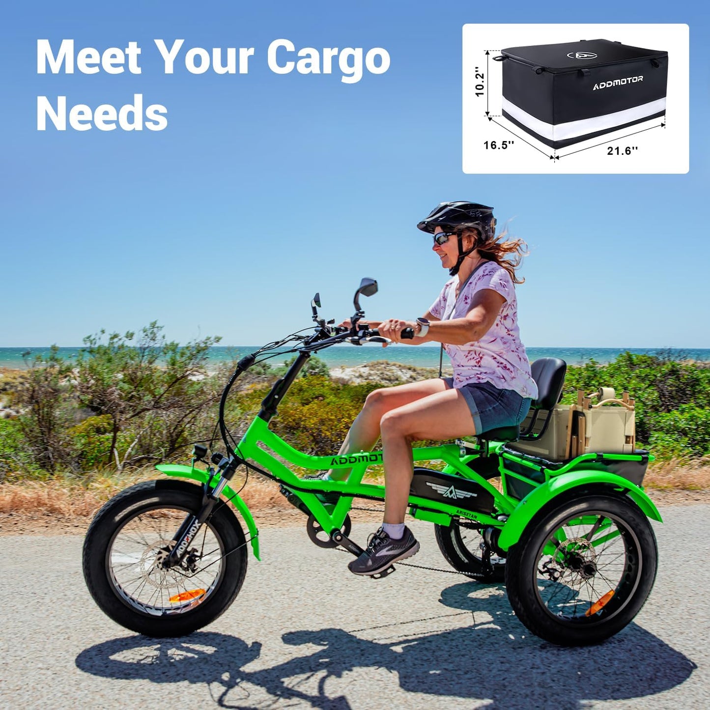 ADDMOTOR ARISETAN Electric Trike for Adults, 750W Rear Motor Electric Tricycle, 85MI 48V 20AH UL2849 Etrike, 380lbs, Semi-Recumbent Three Wheel Electric Bike for Seniors, Parking Brake & Differential