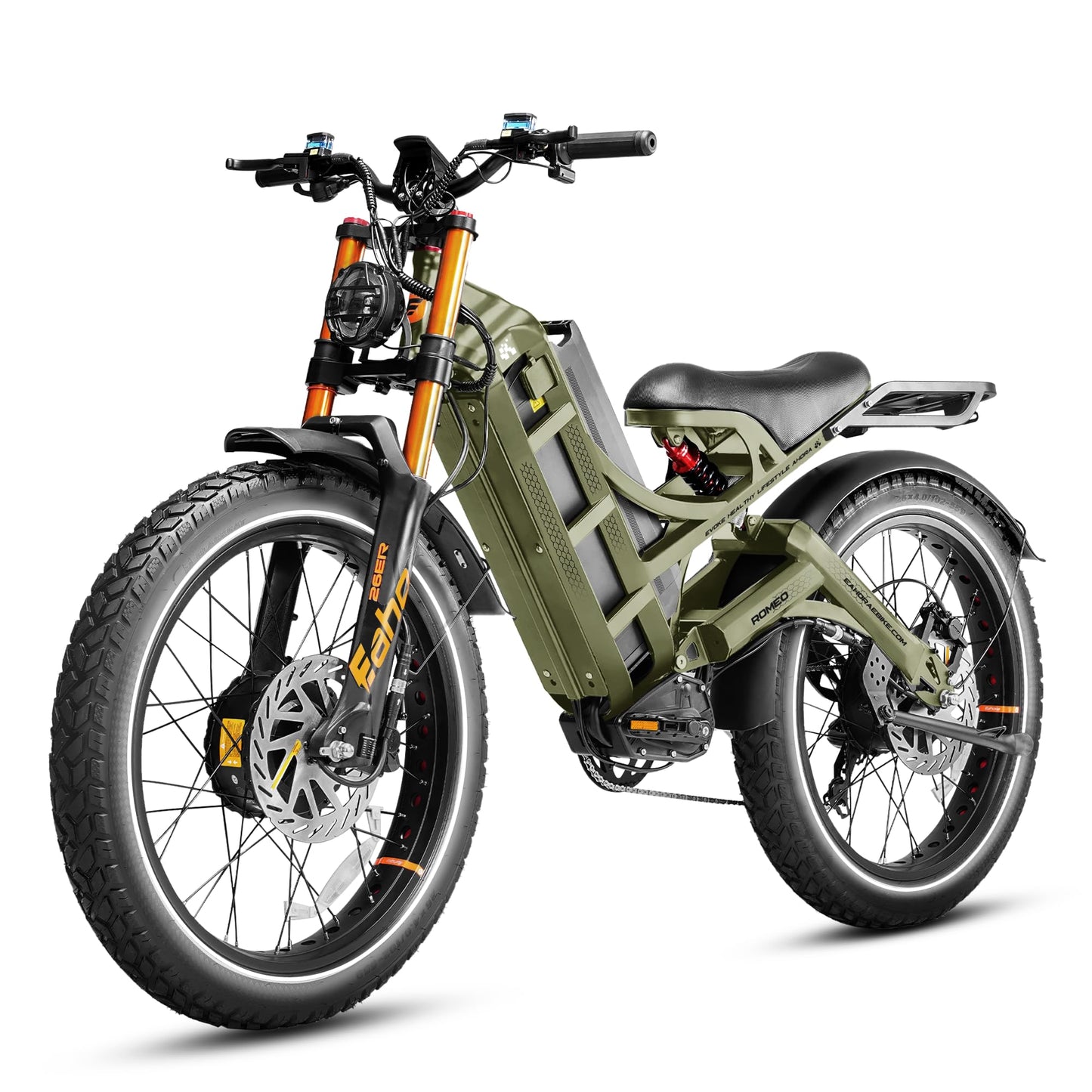 eAhora Romeo Pro Ⅲ Peak 5600W Electric Bike for Adults 50Mph, 60V 80Ah Battery up to 250 Miles,Long Range Dual Motors Ebike,26"*4.0 Fat Tire Full Suspension Mountain E-Bike for Men,UL 2849