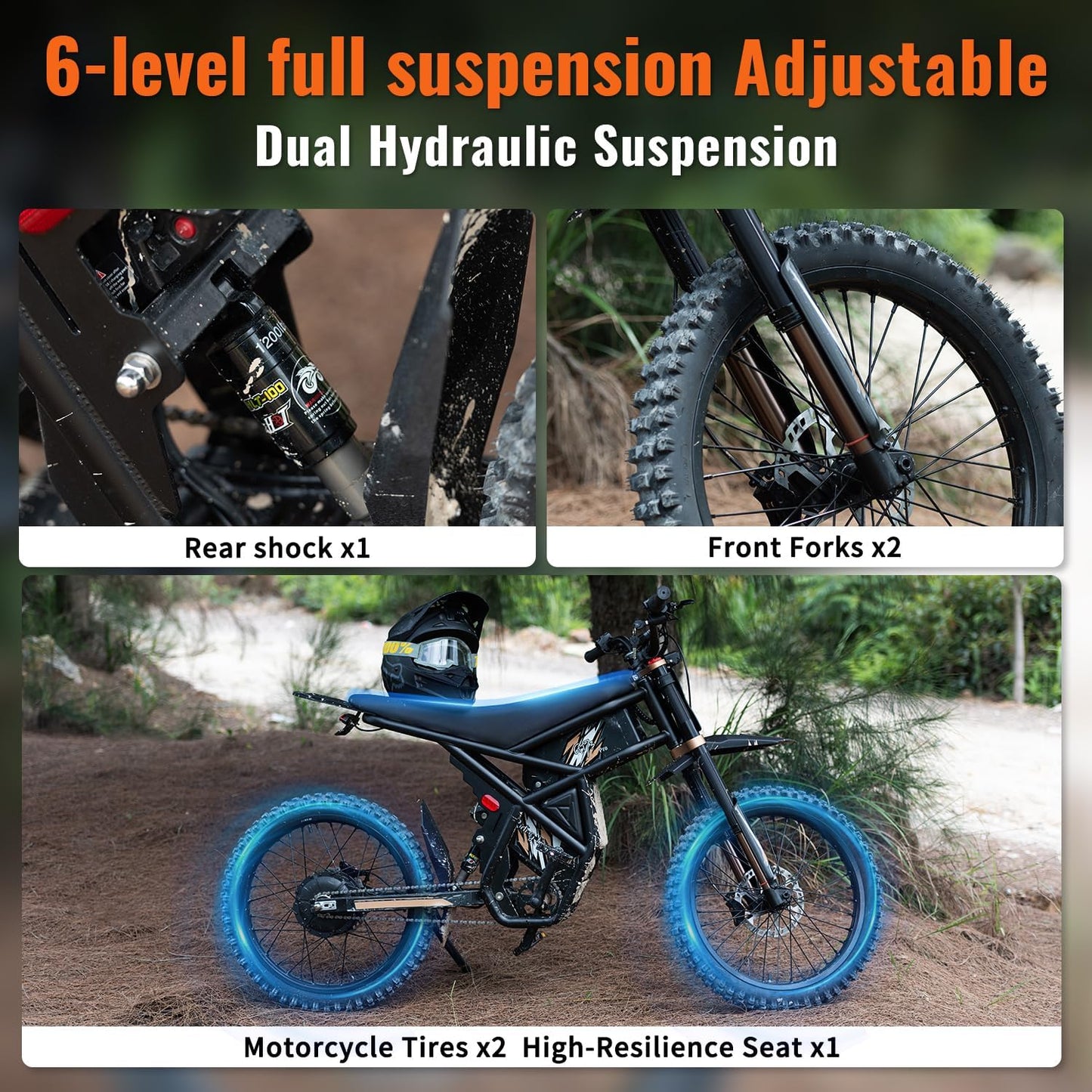 Riding'times Upgraded GT73/GT73PRO Electric Dirt Bike for Adults 2400W/3000W, Max 37/50 MPH & 85 Mile Long Range Ebike with 25" Motorcycle Tires, 1747Wh/2160Wh Dual Battery E Bike, Full Suspension
