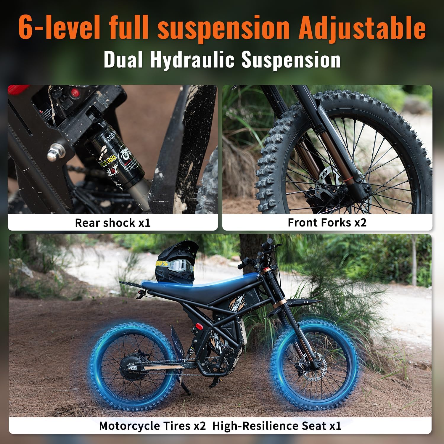 Riding'times Upgraded GT73/GT73PRO Electric Dirt Bike for Adults 2400W/3000W, Max 37/50 MPH & 85 Mile Long Range Ebike with 25" Motorcycle Tires, 1747Wh/2160Wh Dual Battery E Bike, Full Suspension
