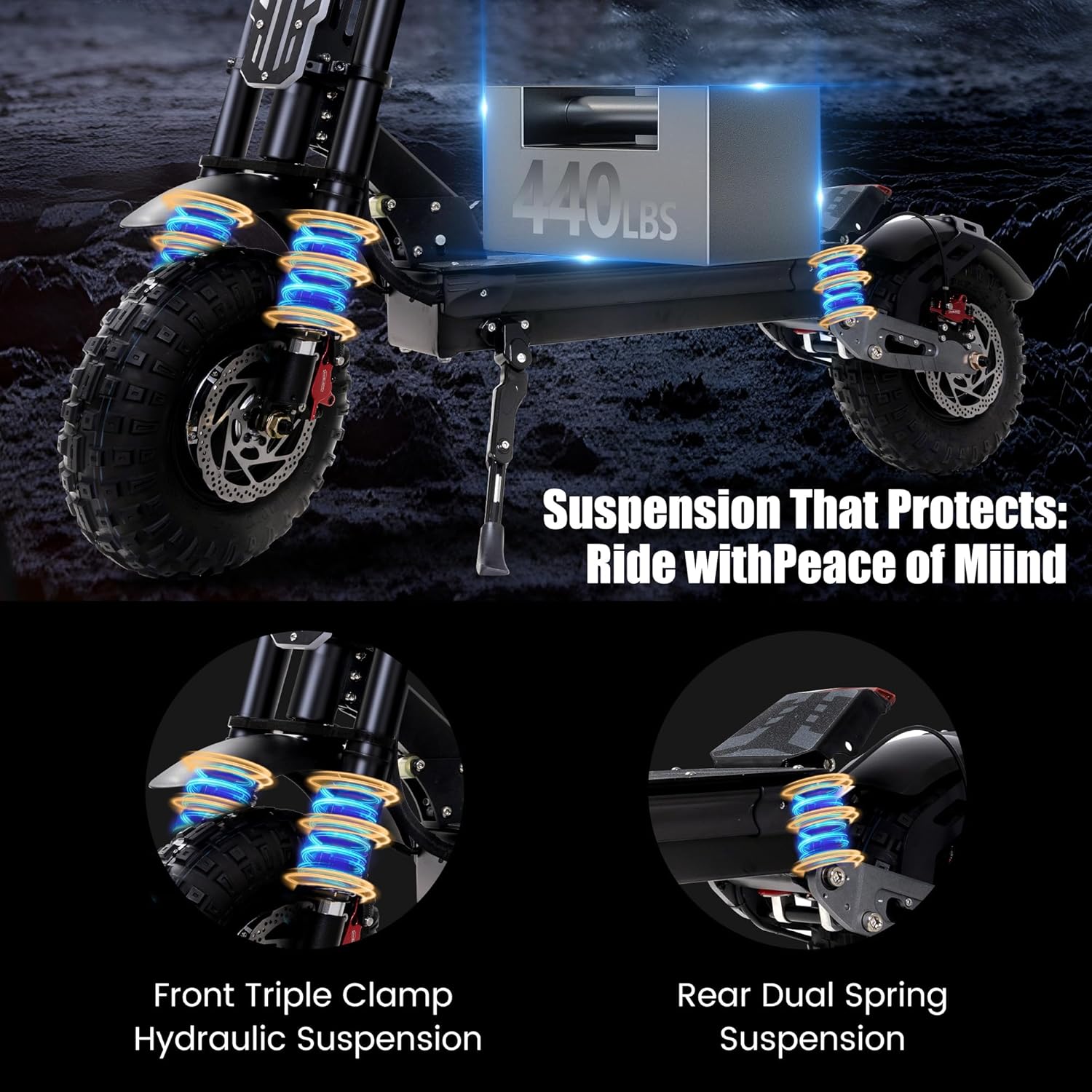 Electric Scooter Adult 7000W Brushless Motor Up to 55 MPH, 60V 33Ah Li-Ion Battery Range 65+ Miles, 13 "All Terrain Tires, Full Suspension EScooter Adjustable Handlebar Height, E-Scooter with Seat