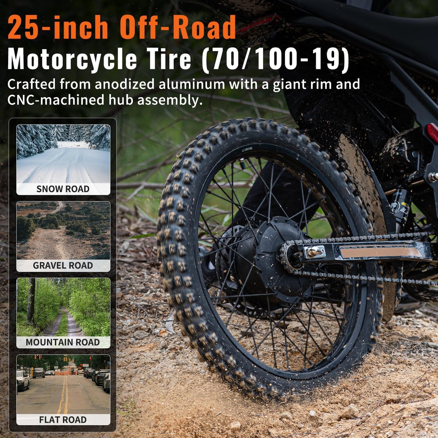 Riding'times Upgraded GT73/GT73PRO Electric Dirt Bike for Adults 2400W/3000W, Max 37/50 MPH & 85 Mile Long Range Ebike with 25" Motorcycle Tires, 1747Wh/2160Wh Dual Battery E Bike, Full Suspension