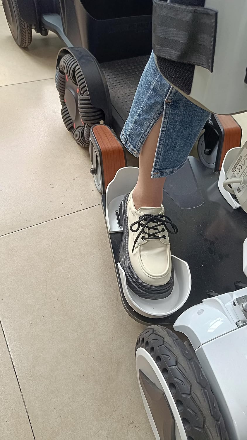 Smart Electric Mobility Scooter. High-tech Rehabilitation Standing Wheelchair Out/Indoor Wheelchair for Disabled. White
