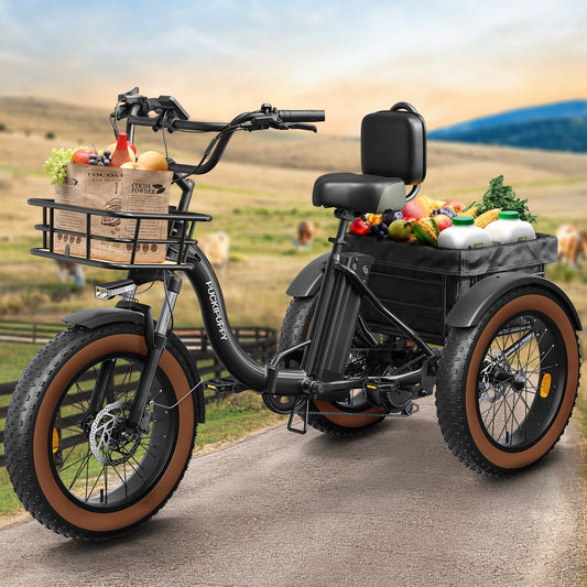 Electric Tricycle for Adults, 960W, 48V13.5Ah Electric Trike, 20"x4.0" 6061 Aluminum Folding Fat Tire 3 Wheel Ebike, 25MPH Max Hydraulic Brake, Rear Motor Differential for Safety BA