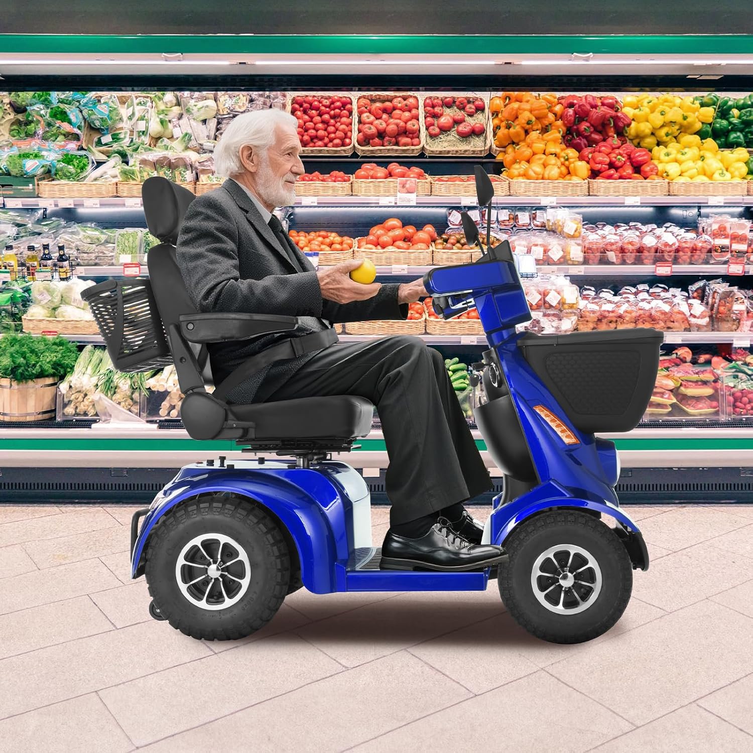 MS09 MAX All Terrain 1000W Electric Mobility Scooter for Adults& Seniors - 500LBS Load & 32 Miles Range Powerd Wheelchair Device w/Off-Road Absorber