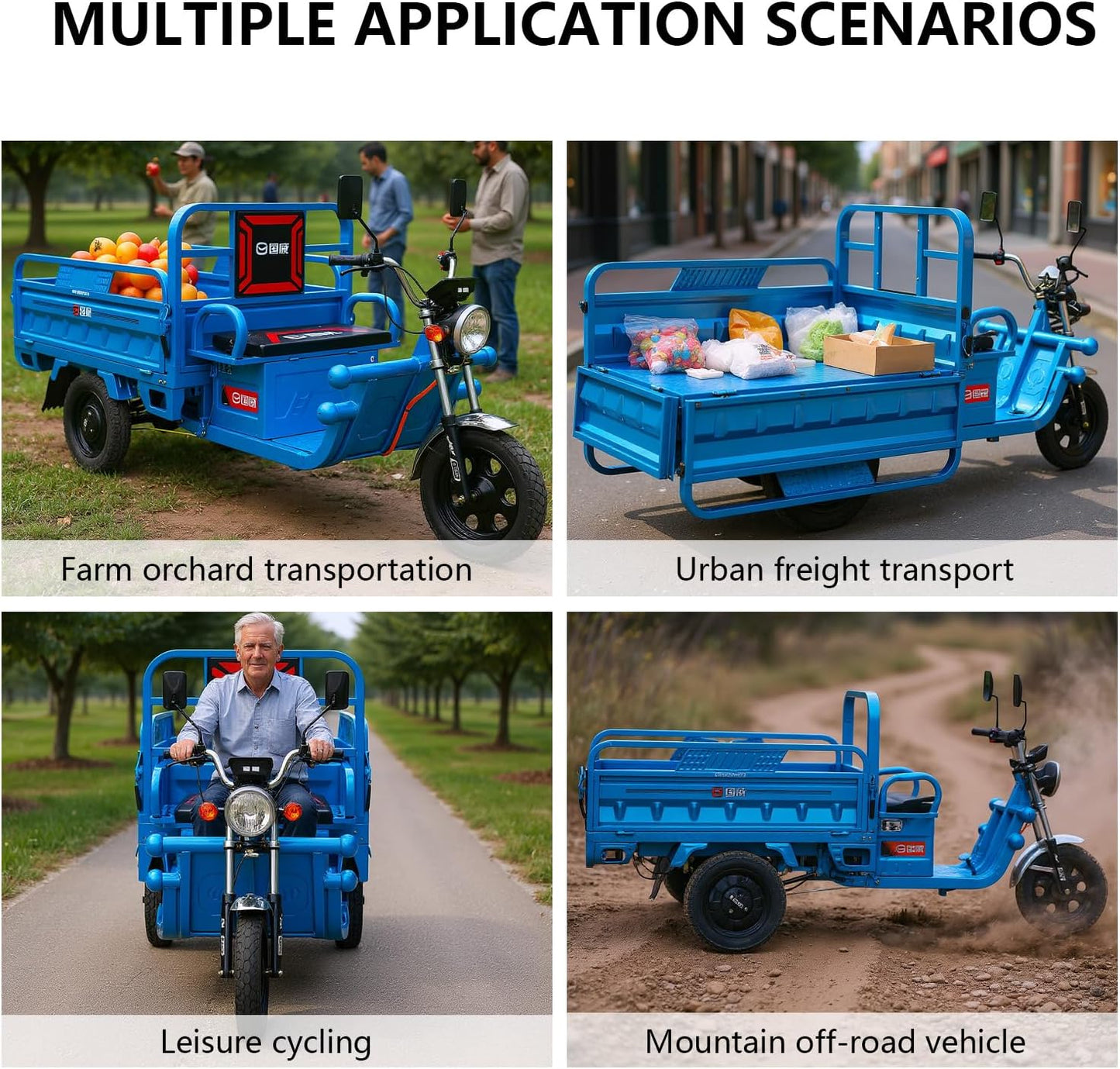 ASHOMELI 60-70Km 1000W Electric Cargo Tricycle Truck Simple Tricycle,60V 45Ah Large Capacity Battery,Load Capacity 1100Lbs