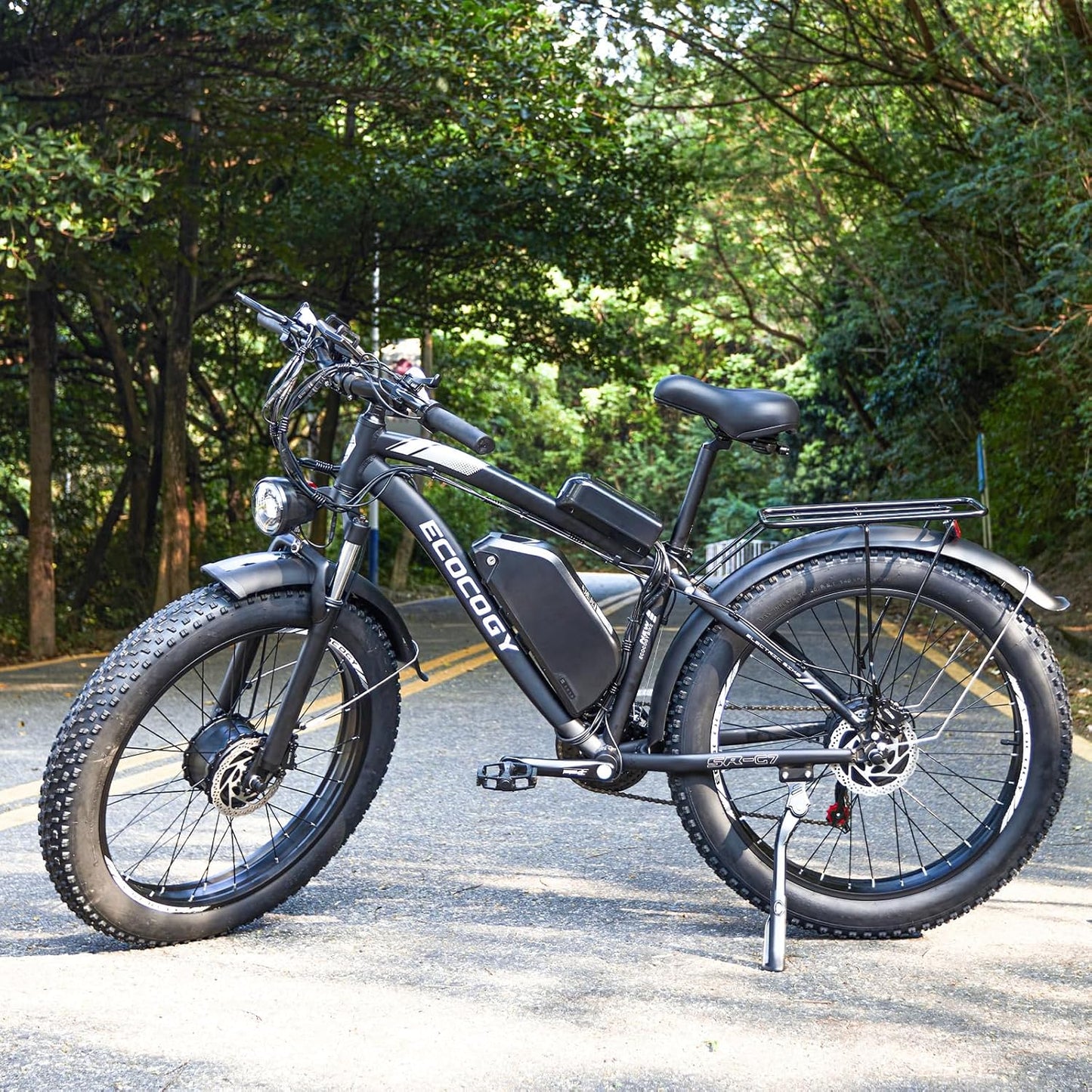Dual Motor Electric Bikes for Adults, 5000W Peak Ebikes, 52V 32Ah, Max 40-45MPH &100 Miles E-Bike, Hydraulic Disc Brake , 26" Fat Tire Off Road Snow Mountain E-bikes, 7-Speed Pedal Assist Bicycle