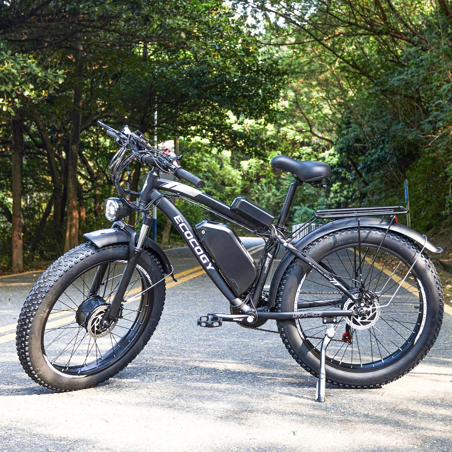 Dual Motor Electric Bikes for Adults, 5000W Peak Ebikes, 52V 32Ah, Max 40-45MPH &100 Miles E-Bike, Hydraulic Disc Brake , 26" Fat Tire Off Road Snow Mountain E-bikes, 7-Speed Pedal Assist Bicycle