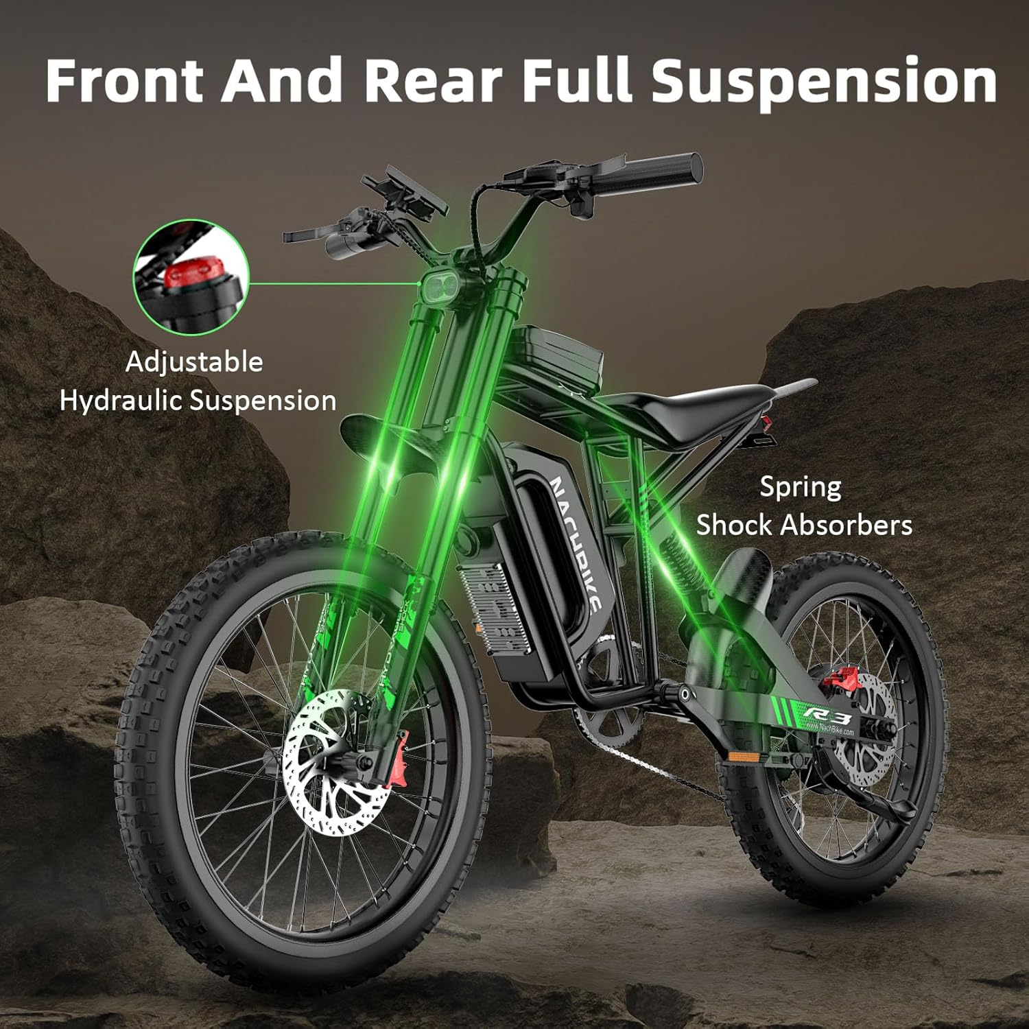 50MPH/40MPH Electric Bike for Adults, 4000W/6000W Electric Dirt Bike with 60V25Ah Battery, Max 50Miles, Dual Hydraulic Brake, Full Suspensions Ebike for Teens, 19'' Motorcycle Tire
