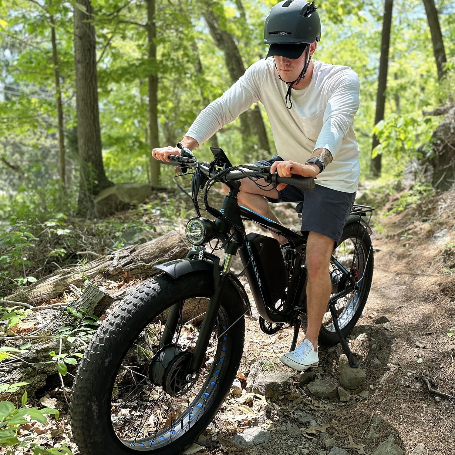 E·Bycco 26in Peak 5000W E-Bike, 52V 32AH Dual Motor Electric Bike 40-45MPH Fast 4000W Ebike with 26"*4.0 Fat Tire Hydraulic Disc Brake Full Suspension Mountain Ebikes