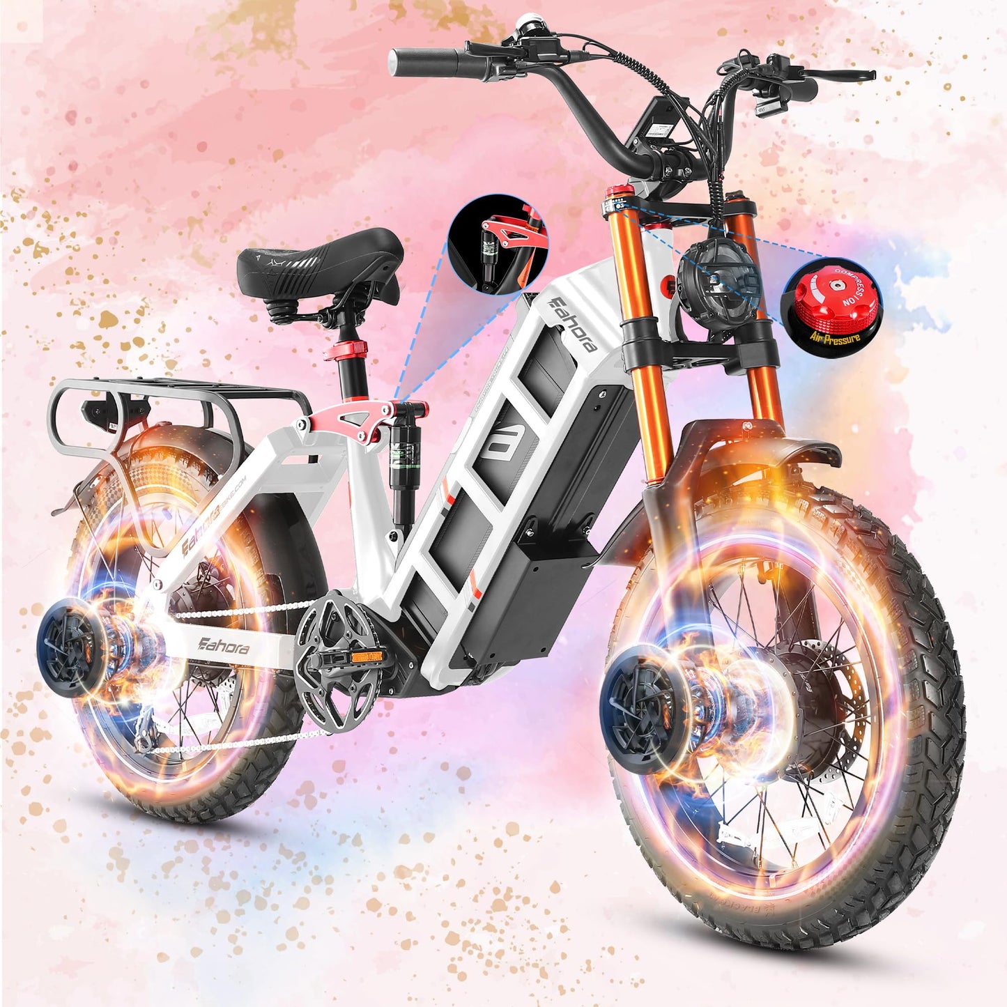 eAhora 2025 Juliet Pro 2/Juliet 2/Juliet Electric Bike for Adults 43Mph Peak 4400W/1700W/1200W Dual Motor Ebike 60V/52V 70Ah/60Ah 200+Miles Long Range Step Thru Full Suspension Electric Bicycle