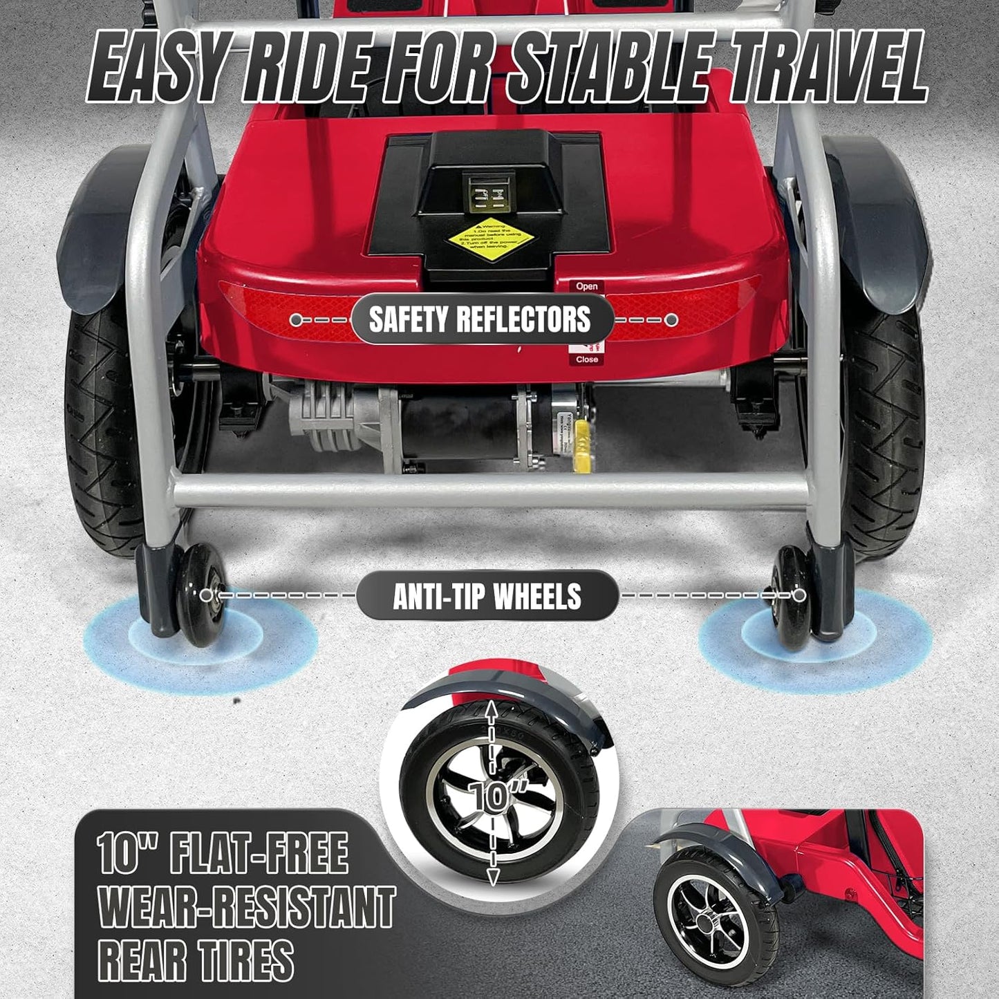 R3b-Mobility Scooters for Seniors Adults Ultra Lightweight Electric Powered Folding 4 Wheel Mobility Scooter with Headlight Cup Holder, Compact & Convenient for Travel Airline Approved, Red