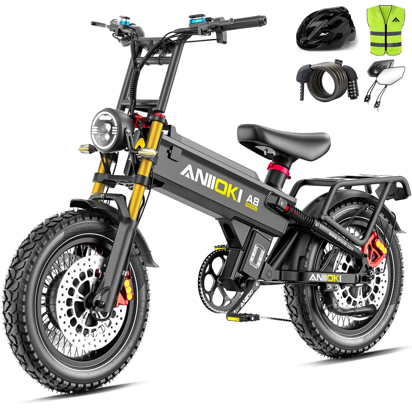 ANIIOKI 5400W Dual Motor ebike,Electric Bike with 70ah Battery,30+ Mph Top Speed,Fat Tire eBikes,200 Miles Ebike for Adult