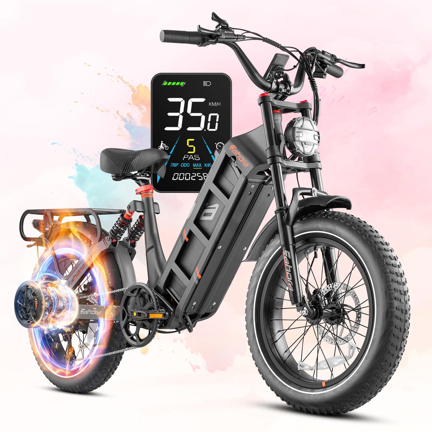 eAhora 2025 Juliet Pro 2/Juliet 2/Juliet Electric Bike for Adults 43Mph Peak 4400W/1700W/1200W Dual Motor Ebike 60V/52V 70Ah/60Ah 200+Miles Long Range Step Thru Full Suspension Electric Bicycle