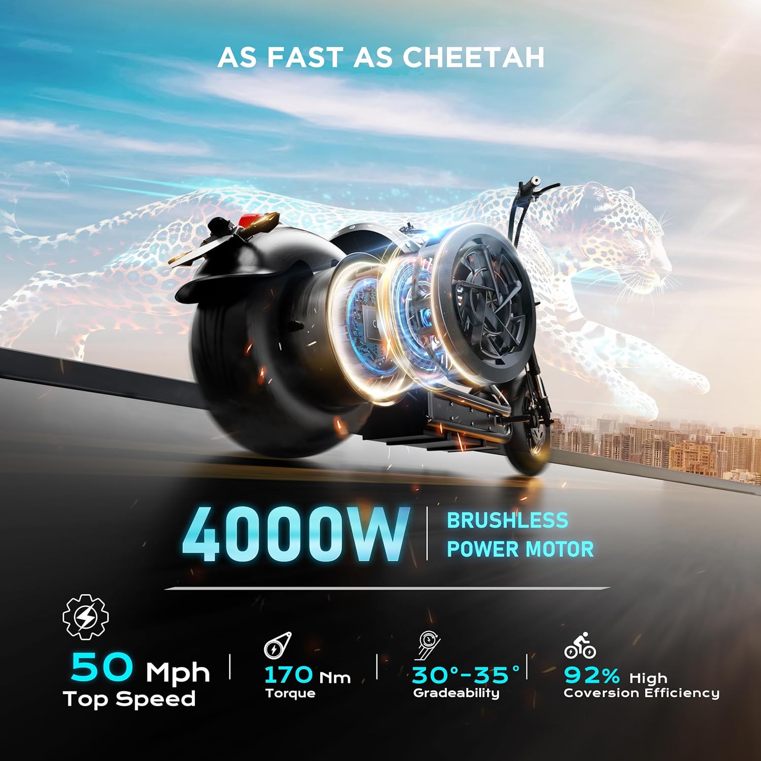 eAhora (2025 Upgraded) M1P Pro 4000W 50MPH Electric Motorcycle for Adults 55 Miles Long Range 60V 42AH Battery Electric Motorcycle, Full Suspension Dual Hydraulic Brake Street Legal Motorcycle