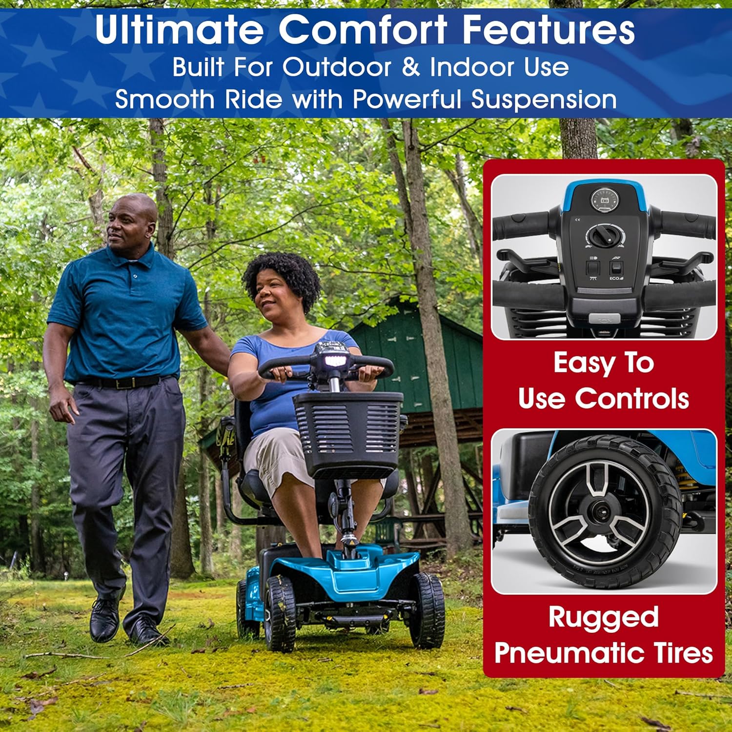 Storage Pod + Pride Moobility Revo 2.0, Heavy Duty 4 Wheel Mobility Scooter for Adults, 400 lb Capacity, 20" Wide Seat, LED, 17.8 Miles Per Charge, CTS Suspension, Service Warranty
