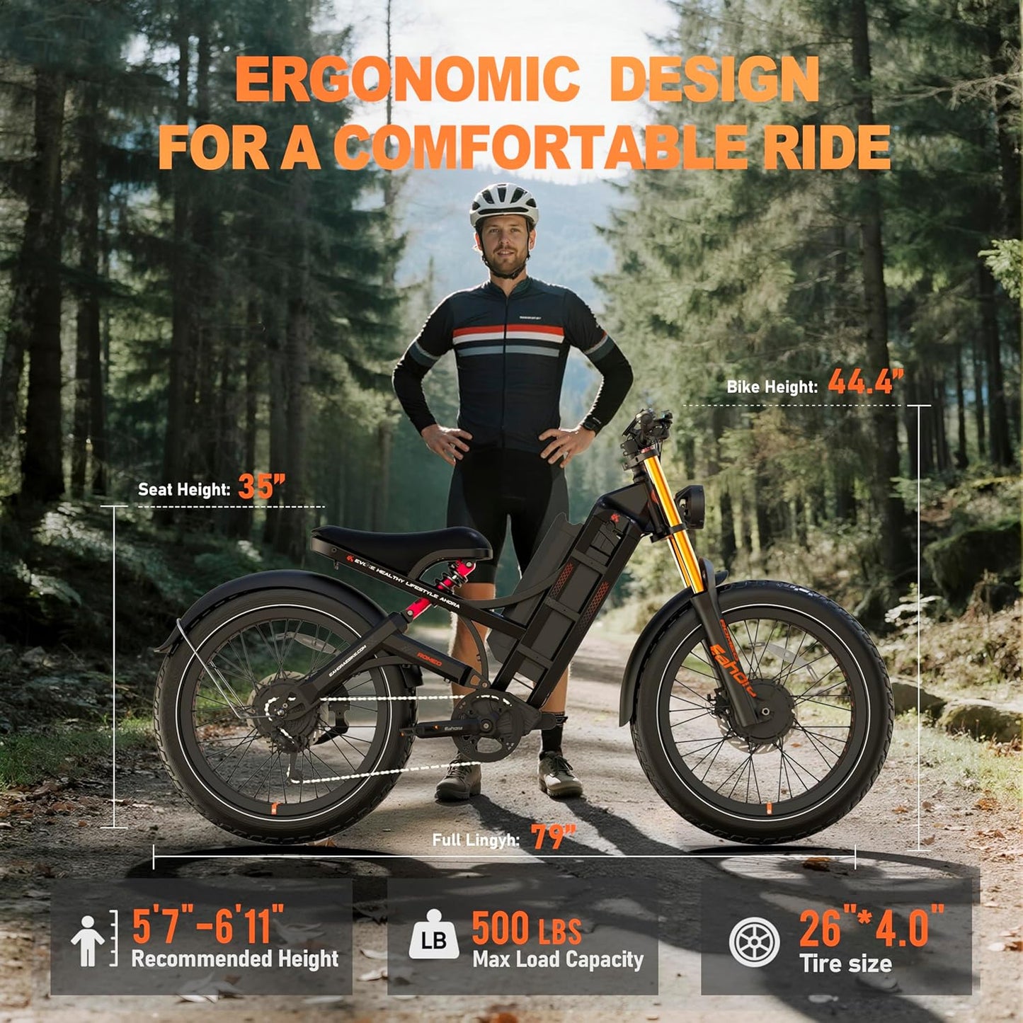 eAhora Romeo Pro Ⅲ Peak 5600W Electric Bike for Adults 50Mph, 60V 80Ah Battery up to 250 Miles,Long Range Dual Motors Ebike,26"*4.0 Fat Tire Full Suspension Mountain E-Bike for Men,UL 2849